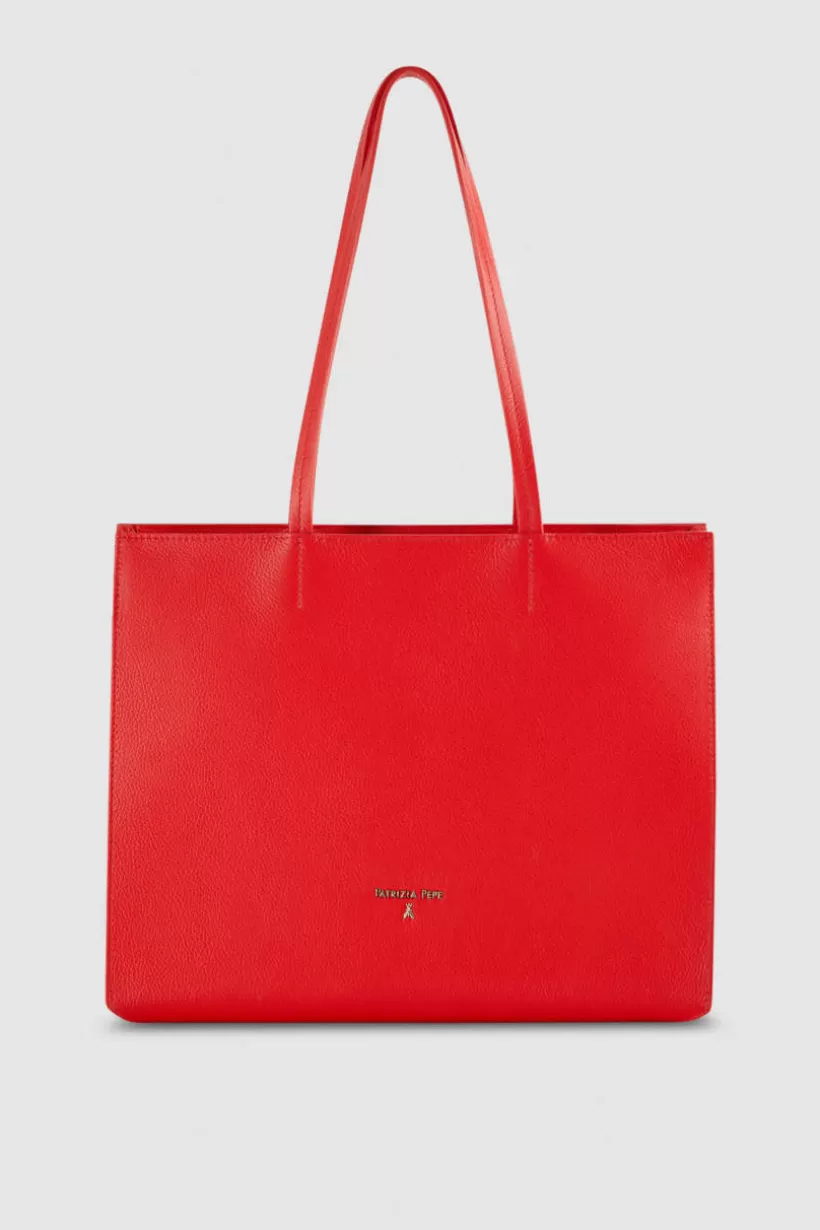 Skórzana torba typu shopper z suwakiem^Patrizia Pepe Online