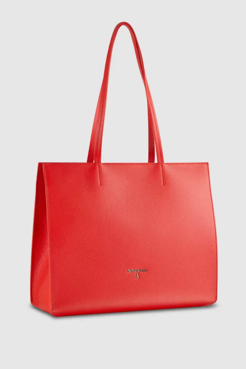 Skórzana torba typu shopper z suwakiem^Patrizia Pepe Online