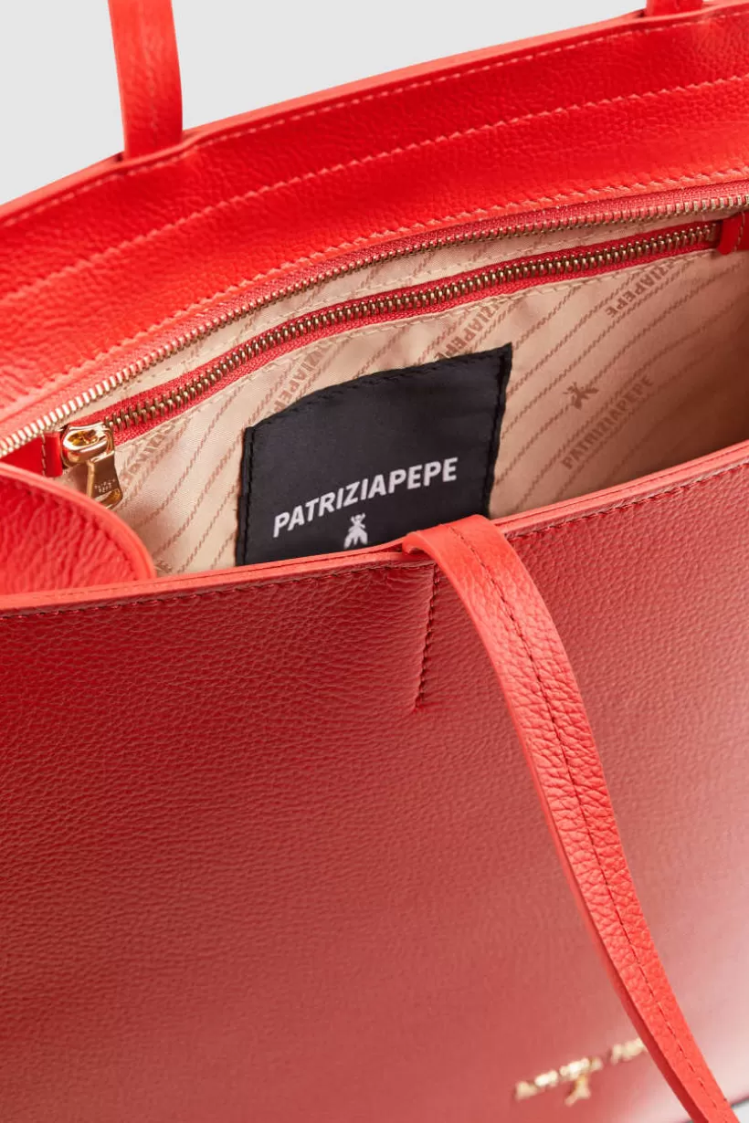 Skórzana torba typu shopper z suwakiem^Patrizia Pepe Online